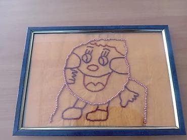 зелен: Панно в технике изонить (string art) - Ручная работа: на деревянном — 6