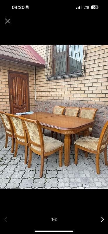 стол для столовой: Стол и стул для зала, Б/у, Самовывоз, Платная доставка, цвет - Коричневый — 1
