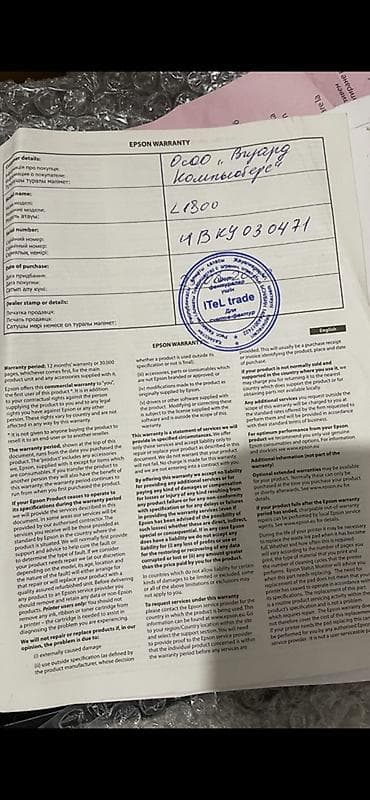 Офисная техника: Струйный фотопринтер Epson L1800 с оригинальной СНПЧ - Формат печати — 4