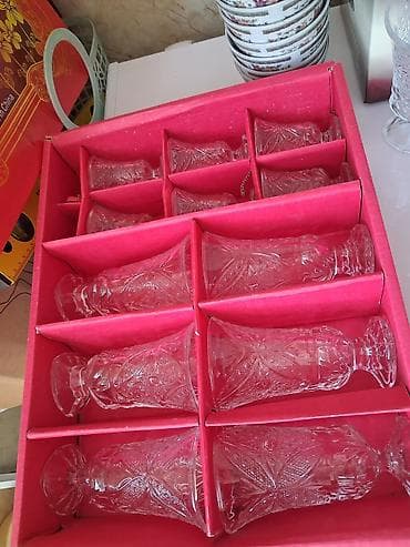 стаканчики со льдом: Набор стеклянных креманок/вазелеток из прессованного стекла с гранёным — 1