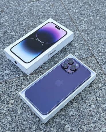 IPhone 14 Pro Max, Б/у, 256 ГБ, Deep Purple, Защитное стекло, Кабель, Коробка, 85 %