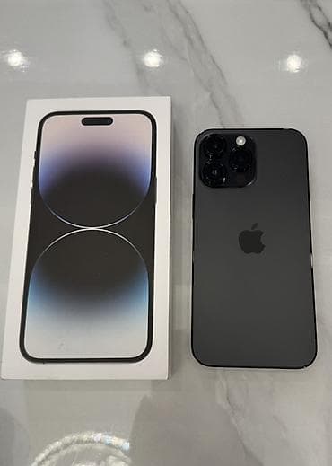 IPhone 14 Pro, Б/у, 256 ГБ, Черный, Коробка, 85 %