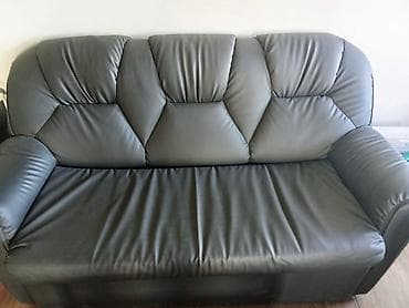 кресло кожаное офисное: Комплект офисной мебели, Диван, Кожа, цвет - Черный — 1