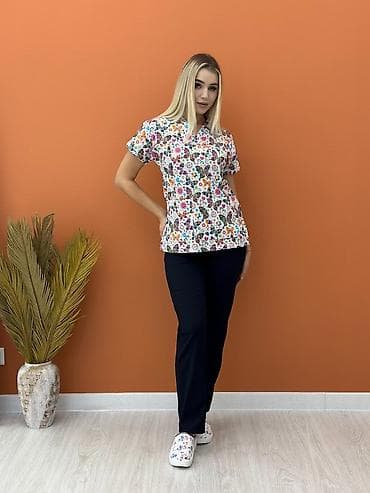 Медтовары: Медицинские scrub-топы с принтами + хирургические шапочки - Унисекс и — 1