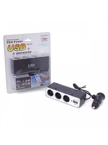 защита от дождя: Тройник - прикуриватель WF-0096 с USB разъемом. GPS-навигатор — 1