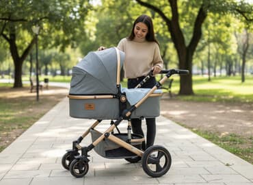 Коляска, цвет - Серебристый, Б/у at lalafo.kg Коляска, цвет - Серебристый, Б/у