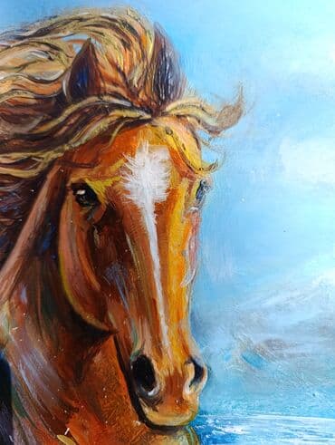 спортивные костюмы для девочек: Картины Картина Лошадь Картина "Лошадь на Иссык-Куле", холст,лен — 3