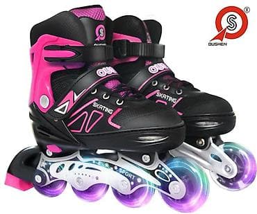 Роликовые коньки Oushen (розово‑чёрные) с подсветкой колес - Тип