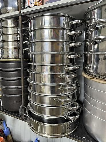 Набор посуды для кухни — кастрюли и сотейники разных размеров -