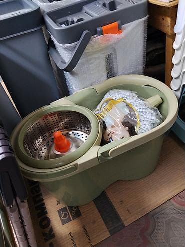 Хозтовары: Комплект для мытья пола с ведром и центрифугой (spin-mop) - — 1