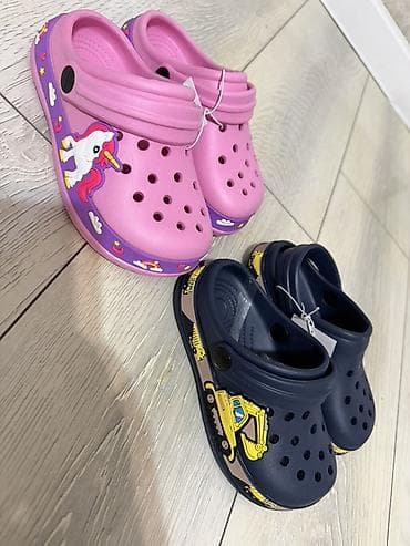 Детские сабо (кроксы) с яркими принтами - Два дизайна: - розовые с