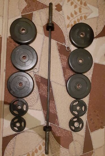 тренажер универсальный для дома: Продаю набор штанги с весом 155кг! Блины по 25, 20, 15, 5, 2.5кг пары — 4
