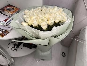 куплю розы: Букет из белых роз - Классические белые розы с крупными бутонами 51 — 1