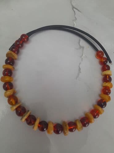 купить свадебное платье недорого: Набор украшений из янтаря цвета коньяк. длина бус 90 см,браслета 20 — 10