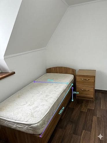 Уктоочу бөлмө гарнитурлары: Уктоочу бөлмө гарнитуру, Бир кишилик керебет, Жыгач, Өзү алып кетүү, түсү - Күрөң — 2