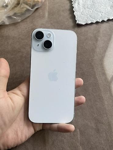 iphone 15: IPhone 15, Б/у, 128 ГБ, Синий, Зарядное устройство, 91 % — 2