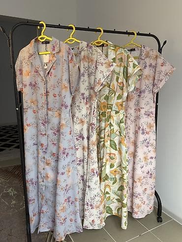 Летние платья ZARA с цветочным принтом - Фасон: длинное