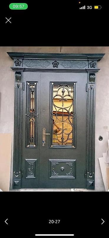 кованные решетки: Двери для домов и квартир, Металлическая, Двухстворчатая, Кованная, цвет - Черный — 1