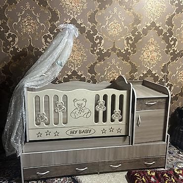 детиски манеж: Детская кровать трансформер, Другой тип, цвет - Бежевый — 1