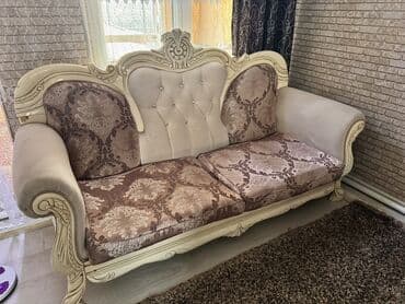 диван в стиле барокко: Ашкана үчүн жумшак бурчек, түсү - Саргыч боз — 1