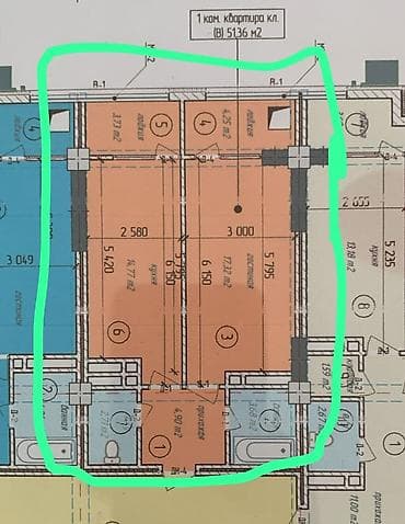 1комн: 1 комната, 51 м², Элитка, 3 этаж, Готовая ПСО (под самоотделку) — 2
