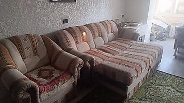 табылга диван: Ашкана үчүн жумшак бурчек, Колдонулган, Өзү алып кетүү, түсү - Саргыч боз — 1