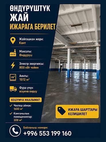 кантейнер 40 т: Өндүрүштүк жай ижарага берилет Жайгашкан жери: Кант шаары Багыты — 1