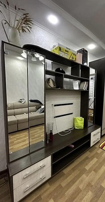 ширмы перегородки: Стенка-шкаф, Тип стенки-шкафа: Модульная, Для зала, Особенности: С отделением под телевизор — 2