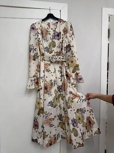 нежный: Повседневное платье, Китай, Лето, Длинная модель, Лен, M — 2