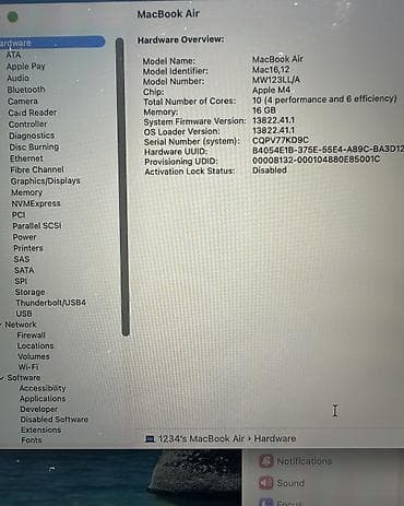 макбук: Ультрабук, Б/у, Apple M4, ОЗУ, RAM: 16 ГБ, В рассрочку — 7