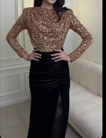 брендовые платья больших размеров: Вечернее платье, Русалка, Длинная модель, Велюр, С рукавами, Стразы, M — 2