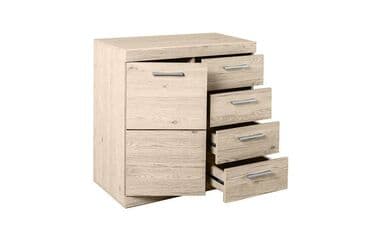 стеклянный шкаф для посуды: Артикул: 00018585 Оскар Комод 1D4S, Дуб санремо, Анрэкс Размер: 80 х — 2