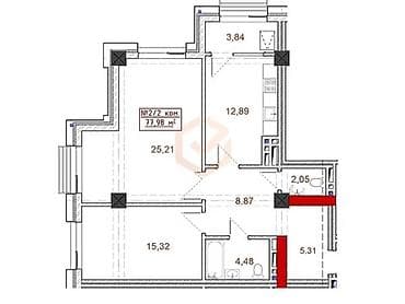 5: 2 комнаты, 78 м², Элитка, 7 этаж — 2