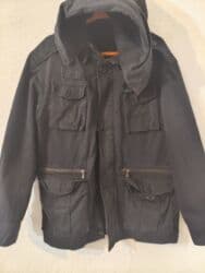 Мужская парка/куртка с капюшоном, темно‑синяя (почти черная)