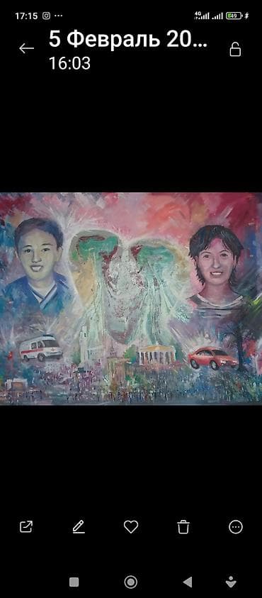 Живописное полотно «Ангел хранит» — авторская работа в смешанной