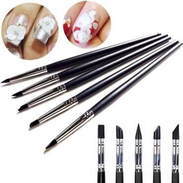 силиконовые формы для выпечки: Кисти мягкие силиконовые для дизайна ногтей 5 шт, длина кисти 15 см — 1