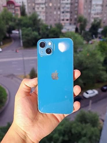 IPhone 13, Б/у, 128 ГБ, Синий, Защитное стекло, Чехол, 76 %