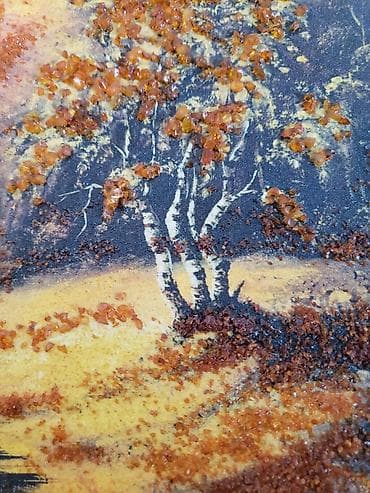 русский музей картины: Картина панно «Осенний пейзаж» с янтарной крошкой - Сюжет: спокойная — 2