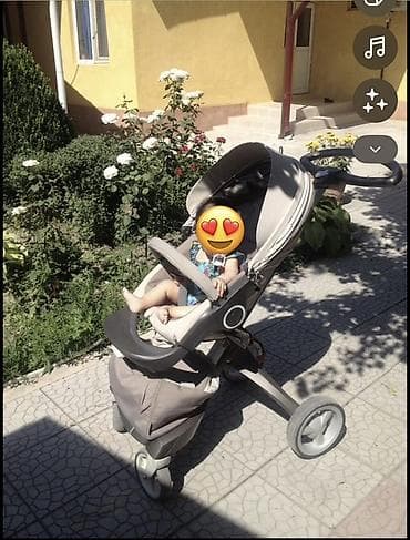 детская коляска stokke: Коляска, цвет - Серебристый, Б/у — 1