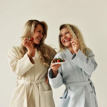 домашние халаты больших размеров: Высококачественная вафельная пике хлопковая ткань, плотностью 233 — 2