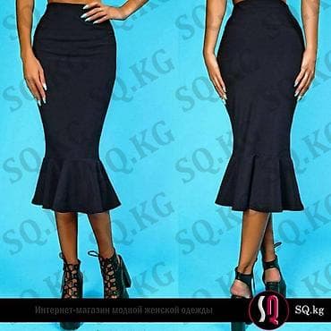 Юбка, Модель юбки: Карандаш, Миди, Трикотаж, Высокая талия