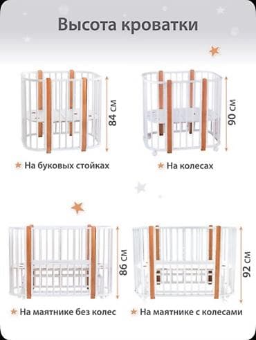 Мебель: Овальная детская кроватка-трансформер с комплектом аксессуаров в — 7