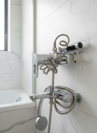 купить смеситель для ванны бишкек: Смеситель для ванны и душа, Ручной душ, Установка: Наружный монтаж, Материал: Силумин, Функции: Без функций — 1