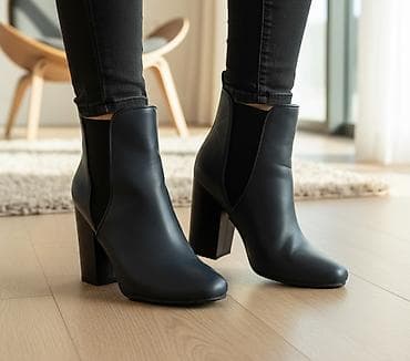 Демисезонные женские сапоги/ботильоны, тёмно‑синий цвет, размер 36. -