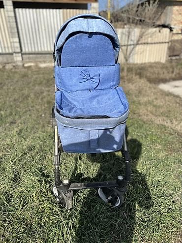 детская коляска с куклой: Коляска, Другой бренд, цвет - Голубой, Б/у — 4