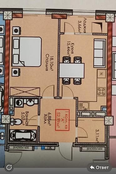 шевченко: 1 комната, 52 м², Элитка, 9 этаж, Готовая ПСО (под самоотделку) — 3