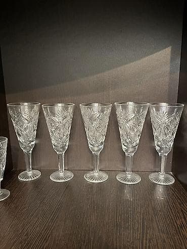 хруст: Хрусталь советский большие вазы, средние вазы, лодочки — 4