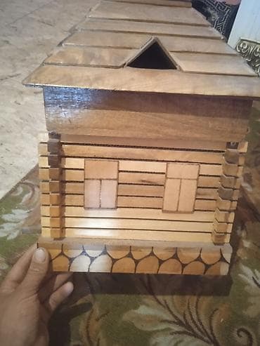 ош зеркало: Деревянная шкатулка-домик ручной работы - Материал: натуральное — 2