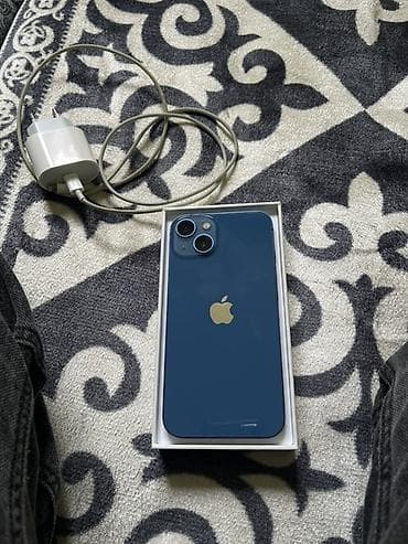 i̇phone 13: IPhone 13, Б/у, 128 ГБ, Синий, Зарядное устройство, Чехол, Коробка, 78 % — 10