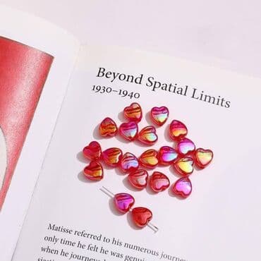 касметика для девочек: Бусины акриловые в виде сердечка с перламутром, размер сердца 7 мм х — 4